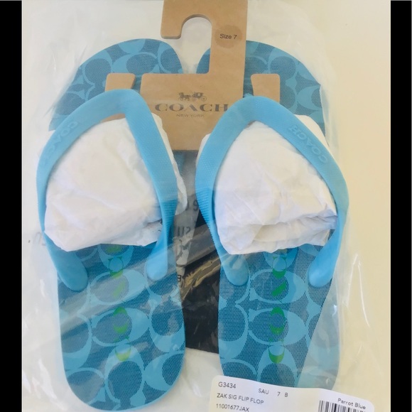 NEW Coach Zak Signature Striped Flip Flop Sandals - Picture 8 of 12
